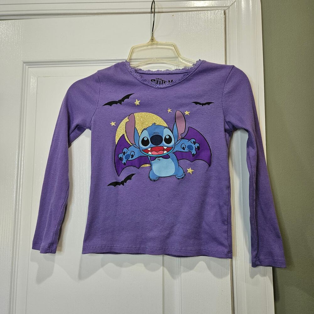 Disney Girl's Size‎ Medium Stitch Purple Halloween Long Sleeve Shirt